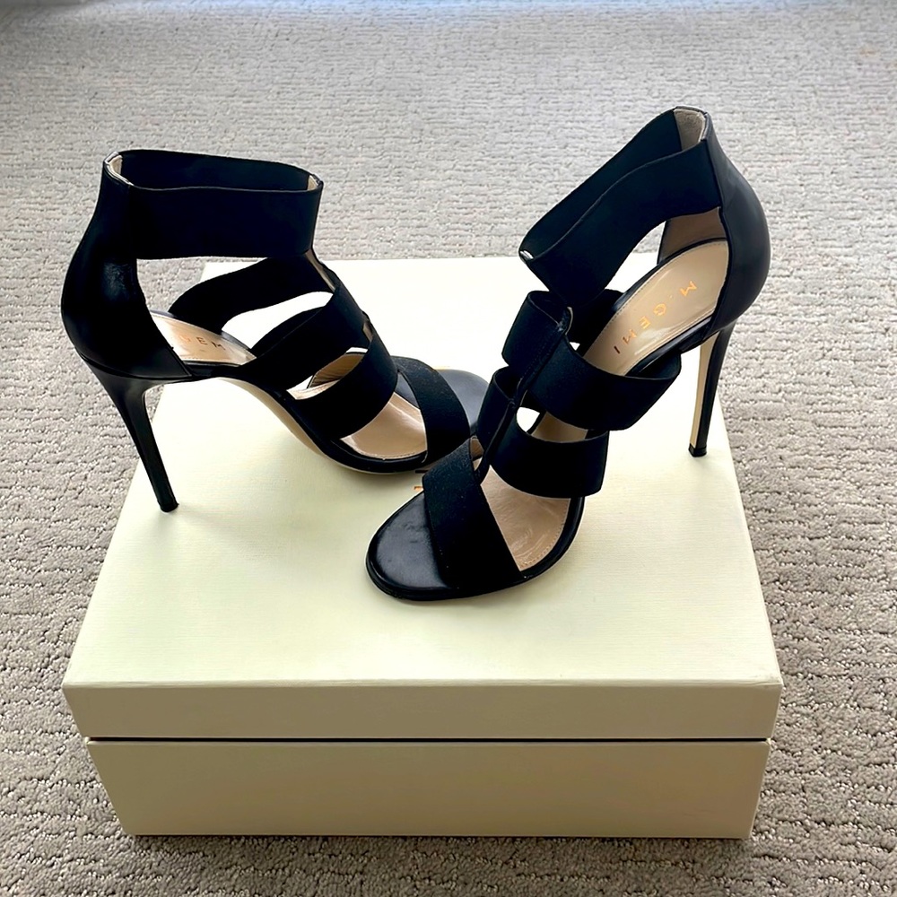 M. Gemi Black Leather Baciami Pump, IT Size 38